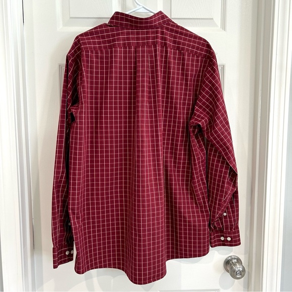 Eddie Bauer Mens Red Plaid Checkered Long Sleeve Button Up Dress Shirt L Cotton - Picture 6 of 13